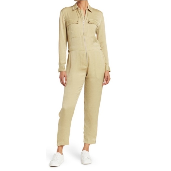 ATM Long Sleeve Satin Utility Jumpsuit Size M - Picture 1 of 10